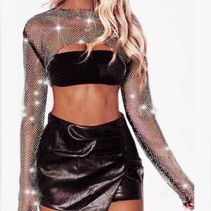 Shrug Crop Rhinestone Top (Never Worn)